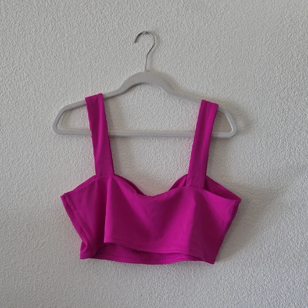 Express Hot Pink Crop Tank Top - Picture 3 of 3